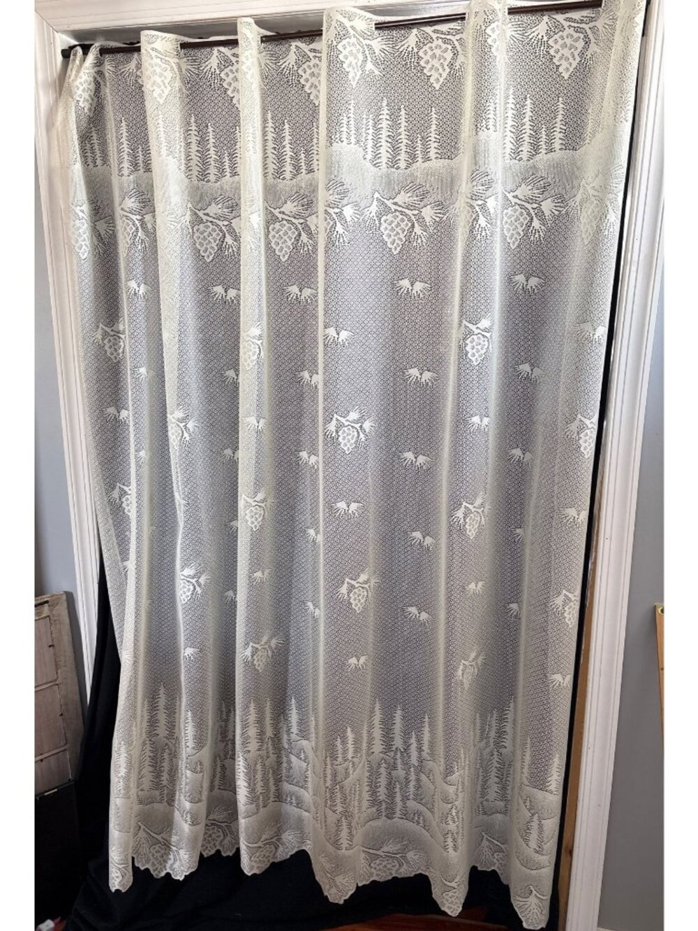 Heritage Lace Grapevine Curtain Panel 72" W x 70" L Cream Sheer Pattern USA Made